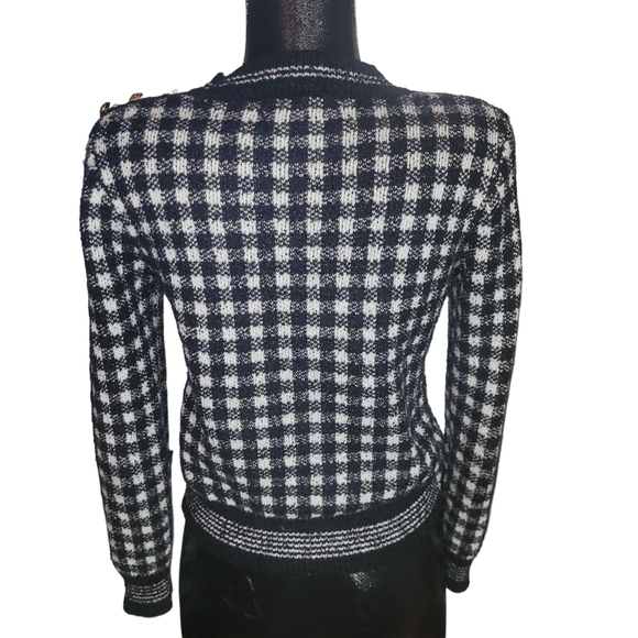 Philosophy Black & White Plaid Check Sweater M - Picture 6 of 7
